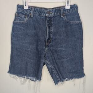 Vintage Levi's 550 High Rise Relaxed Fit Longline Denim Cutoffs, Size 12 Reg